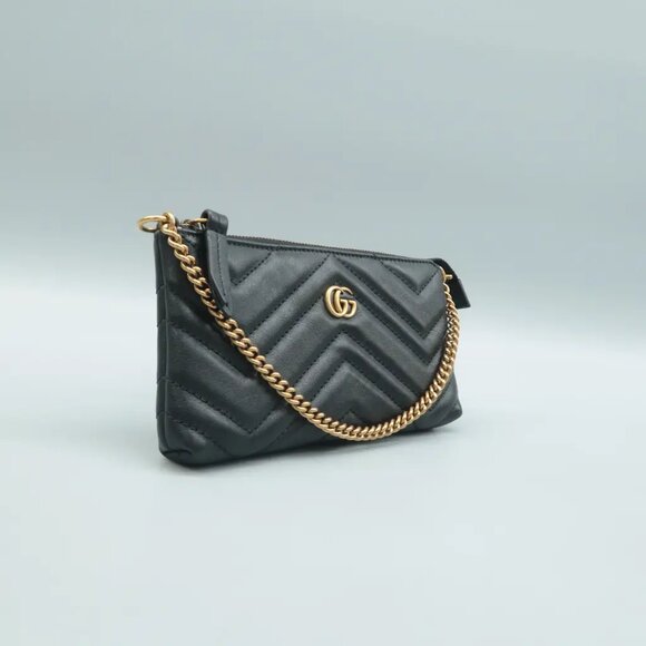 100% Authentic GUCCI GG Marmont Black Leather Tote - Picture 3 of 12